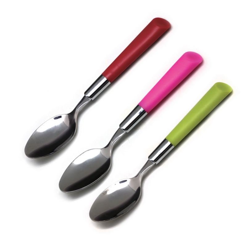 3Pcs Tea Spoon - Plain Pattern Cutlery, Dishwasher Safe, Mirror Polished, Ergonomic Handle | Stainless Steel Material | Perfect for Home, Hotel & More (Sliver & Pink)