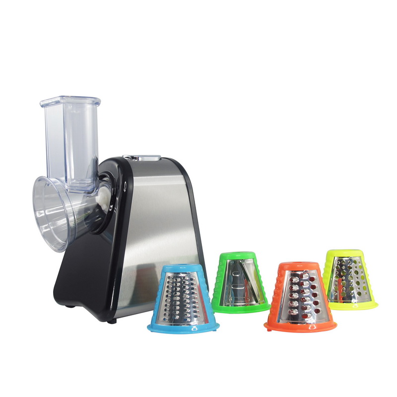 200W 4 in 1 Electric Salad Maker - Electric, Multi Grater, Fruit Cutter, Vegetable Slicer, Shredder | Food Processor, Cylinder Design, Chopper with 4 Cone Blades Set | 2 Year Warranty