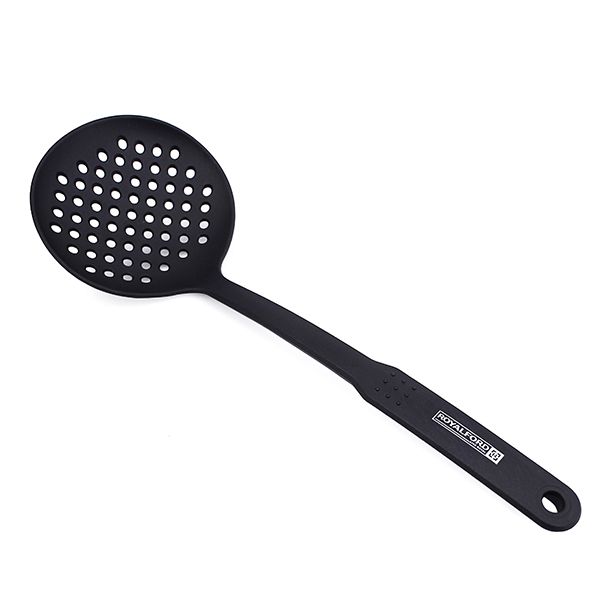 Royalford RF5056 Flexible Nylon Skimmer - Lightweight Strainer & Skimmer Spoon with Long Gripped Handle for Kitchen Frying Food Pasta Spaghetti Noodles Fries | Drainer/Strainer Ladle, Slotted Spoon | 