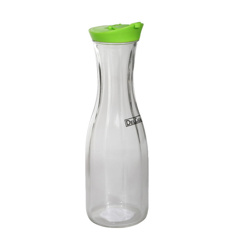 Delcasa DC1267 1000ML Glass Water Bottle - Portable Cap - Lead Free Water Bottle, Travel Flask | Air Tight & Leak Proof | Dishwasher Safe | Leak-Proof Lids | Ideal for Indoor & Outdoor