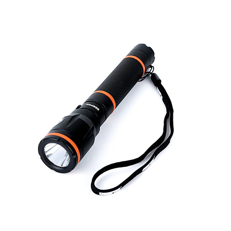 Geepas GFL4659 Rechargeable LED Flashlight - Portable Waterproof Hyper Bright 3W CREE LED Torch Light | Built-in 2*A 950mAh Ni-CD Battery | 150 Lumens 1000M Distance Range | Powerful Torch for Outdoor
