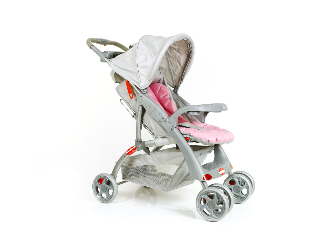 Baby Plus Baby Bp4959 Pink & Grey Stroller Cum Pram