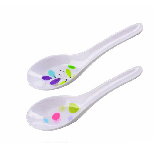 Melamine Ware Table Spoon - Plain Pattern Cutlery, Long Grip Handle, Polished, used for having Sweet, Snacks, Rice, Desserts and more | Perfect for Home, Hotel & More (White)