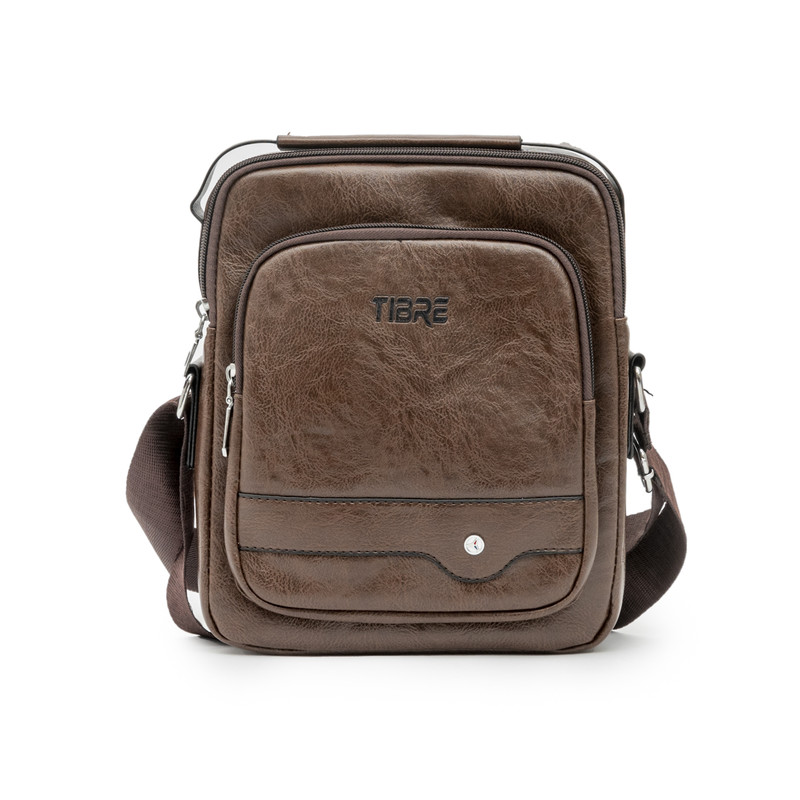 Men's Bags Genuine Leather Crossbody Bag Zipper Solid Color Casual Daily Office Leather Bag 2021 Messenger Bag Brown