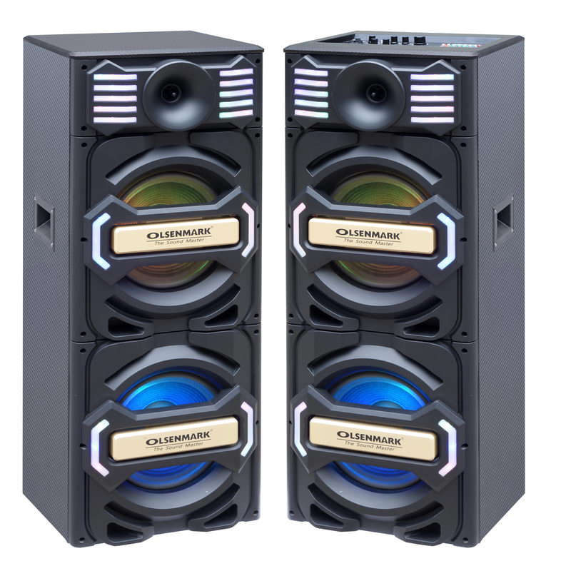 Professional Speaker, 2.0 CH With USB, SD, FM, Mic, Bluetooth & Remote - Speaker Grill with Beautiful Disco Light - LED Display - Wireless Microphone - 7 Band Equalizer