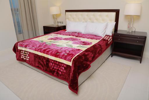 Parrylife Emarati Floral Maroon Double 2 Ply Embossed Blanket 200*240 Cm,Soft And Warm