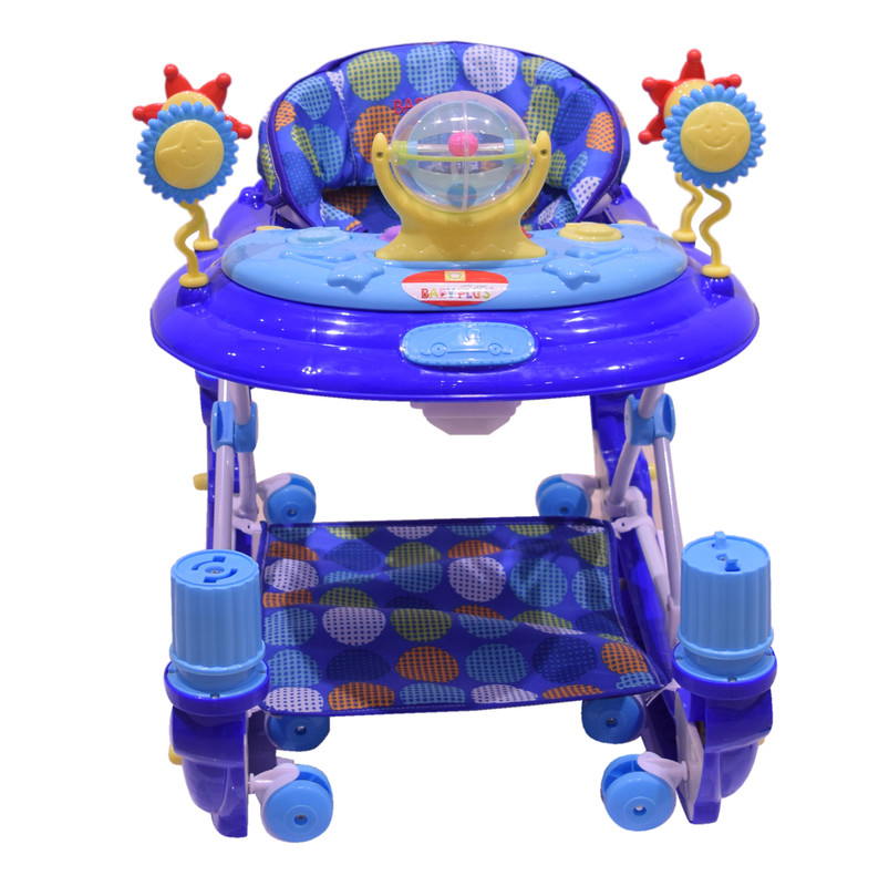Baby Plus Bp7744 Blue Baby Walker Cum Rocker Polka Dots