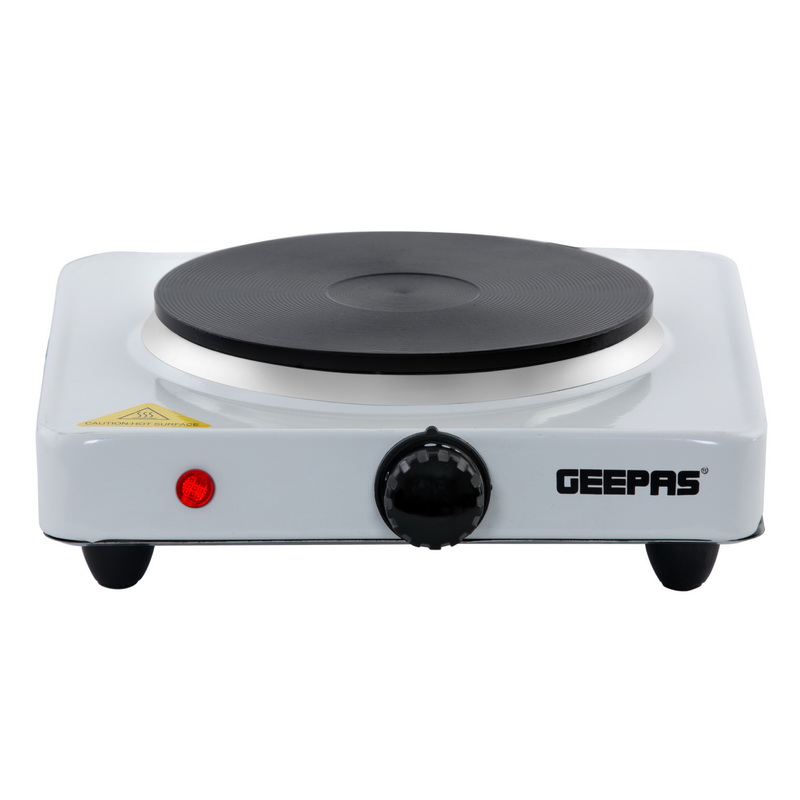 Geepas GHP32011 1000W Single Hot Plate - Flexible Precise Table Top Cooking - Cast Iron Heating Plate - Portable Electric Hob with Temperature Control for Home, Camping & Caravan Cooking | 2 Years War