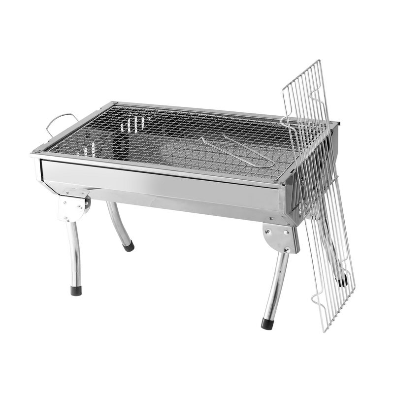 BBQ Grill 48*33*29Cm - Stainless Steel barbecue grill Smoker charcoal bbq, Folding Portable BBQ for 5-10 Persons Family Garden Outdoor Cooking Hiking Picnics Camping Barbecue Party