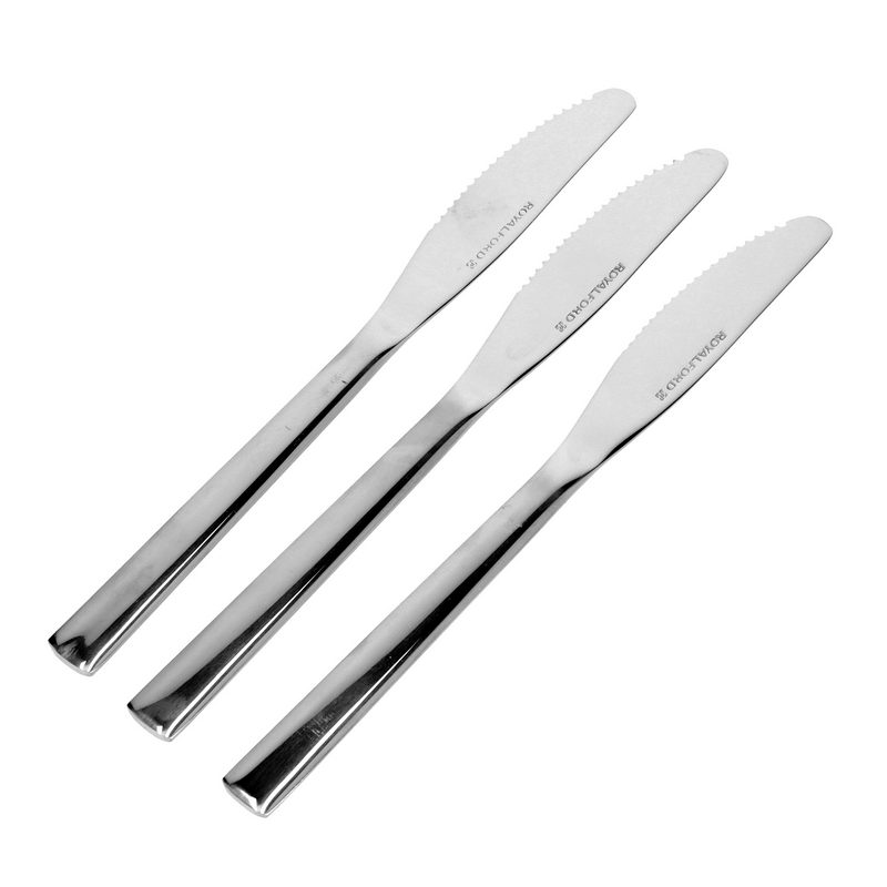 3Pcs Stainless Steel 4mm Dinner Knives - Steel Cutlery Set for Home and Kitchen Dishwasher Safe | Serrated Dinner Knives Cutlery Set, Mirror Polished Design