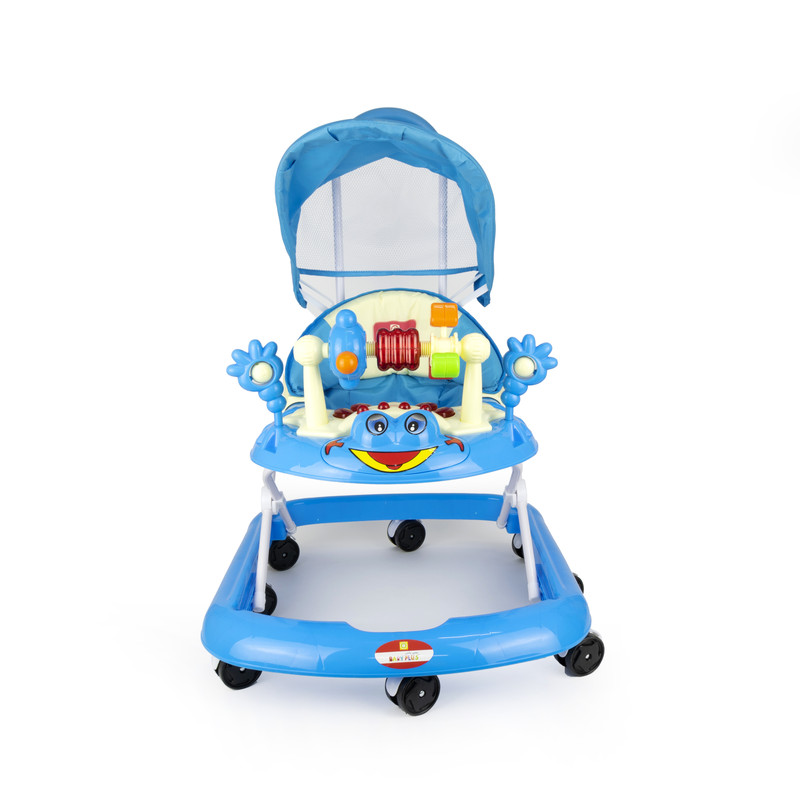 Baby Plus Bp6002 W Blue Baby Walker With Canopy, 4-16 M