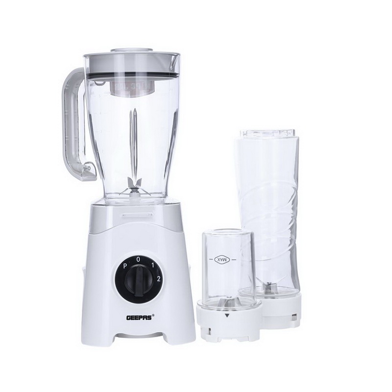 Geepas GSB44033 350W 3 in 1 Food Jug Blender with 1.25L BPA Jar - 2 Speed with Pulse Function - Travel Personal Blender Smoothie Milkshake Maker Bottle, Coffee/Spice Grinder Mill & Food Jug Blender