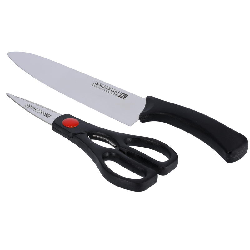 2Pcs Slicer Knife Set - Knife & Scissor with Stainless Steel Sharp Blades, Comfortable Long Handle | Ideal for Cutting Chopping the Vegetable, Fruits, Fish, Meat & More