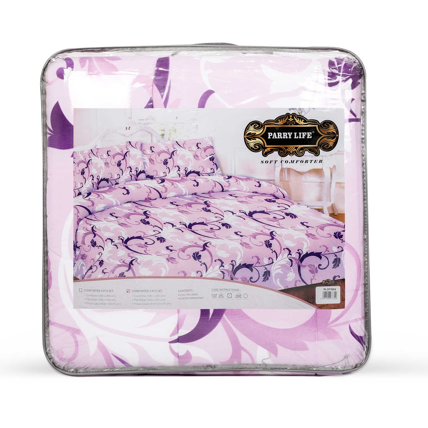 PARRY LIFE Comforter Set, 3 Pc - Flat Sheet, Comforter, 1 Pillow cases - Super Soft Fluffy Warm Comforter Set - Polyster Blanket, Throws for Sofa Fluffy Blanket Bed