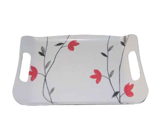 Royalford RF7806 Melamine Floral Mate Tray with Wide Handles (35.3 x 24.2 x 1.9 cm) - Lightweight Tough Material Serving Tea Coffee Tray | Ideal for Serving Appetizers, Dips, Tea & Coffee Cups, Water 