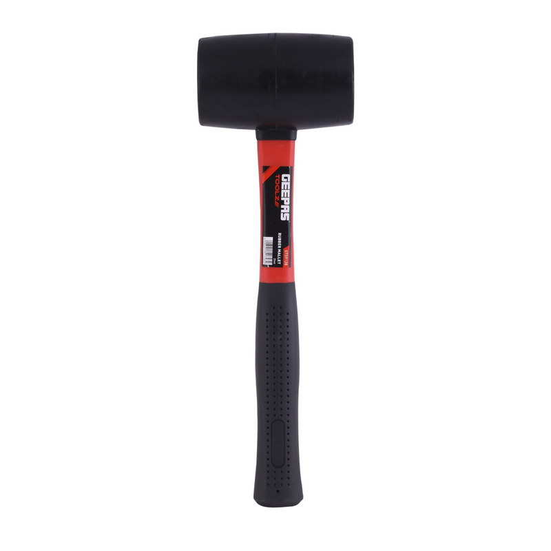 Rubber Mallet with Fiber Handle 24Oz - Hardwood Shaft Rubber Mallet Double-Face Hammer with Soft/Hard Tips | Ideal for woodworking, cabinet and furniture making, auto body and metal fabrication