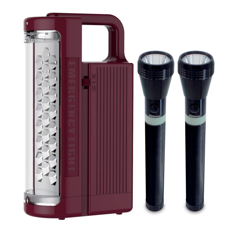 Rechargeable LED Lantern & 2Pcs Torch | Emergency Lantern with Light Dimmer Function | 24 Pcs Super Bright LEDs| Ideal for Outings, Trekking, Campaigning and more | 2 Years Warranty