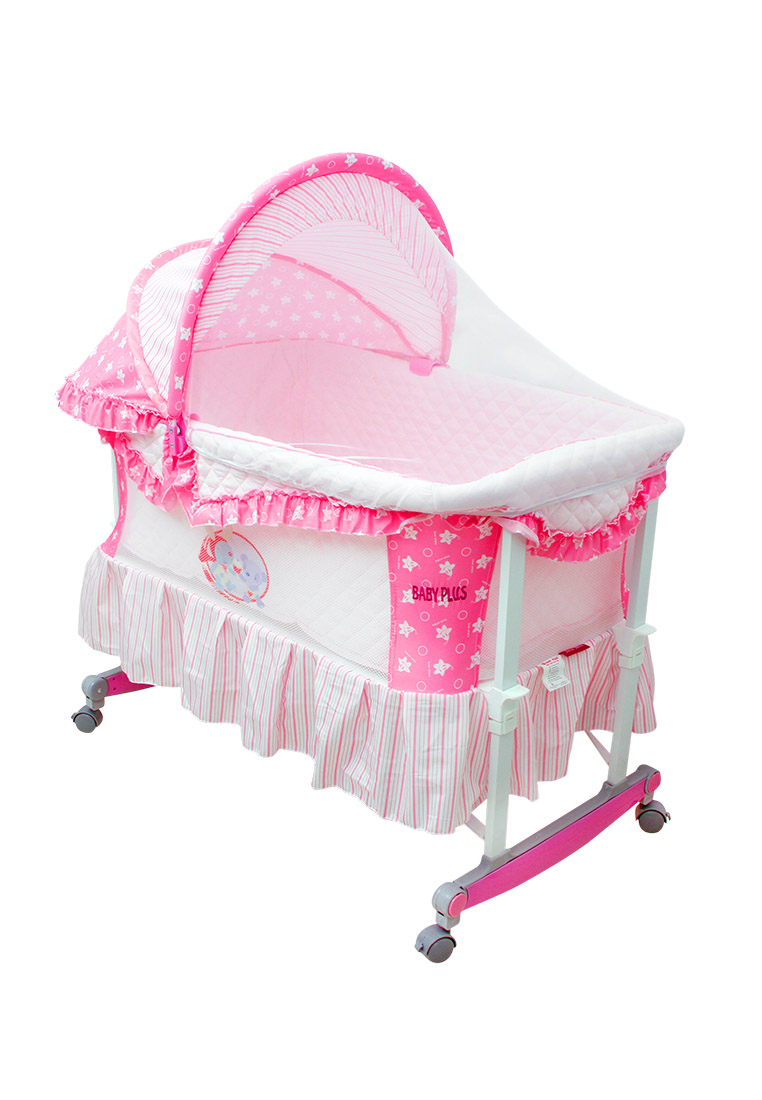 Baby Plus Crib With Retractable Hood  Greenwhite 