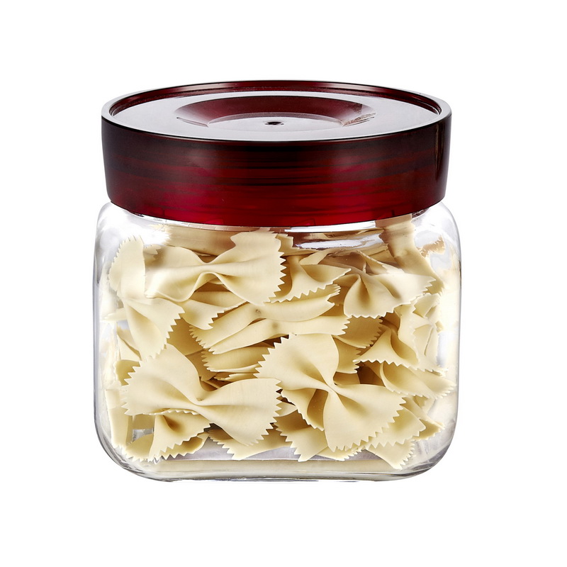 Royalford RF9004 1200 ML Air-proof Glass Jar -Square Shaped, Healthier Choice, Maximum Freshness and Dishwasher Safe -Food Storage Container with Lid, Airtight Sealed Glass Container - Durable and Tra