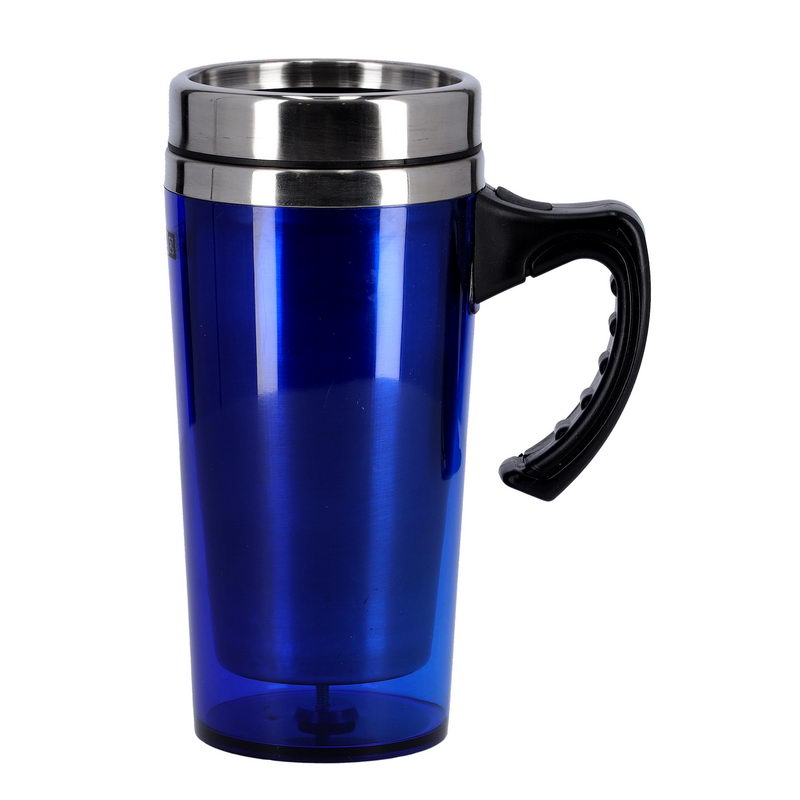 Royalford 480ml Travel Double Wall Mug - Coffee Mug Tumbler with Handle & Compact Lid For Travel Friendly | Portable Inner Stainless Steel Wall Leak-proof Lid BPA Free Reusable & Hot/Cold Drinkware