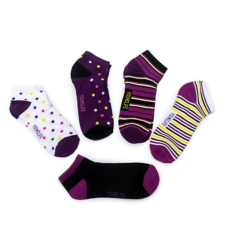 Younglife 5Pair Non-skid Ankle Socks Assorted colour Free Size For Ladies
