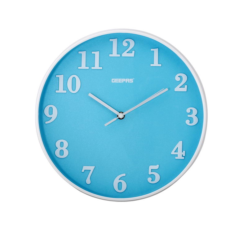 Wall Clock 3D Numbers - Silent Non-Ticking, Round Decorative Wall Clock for Living Room, Bedroom, Kitchen (Battery Not Included) | 2 Years Warranty (Sky Blue) | 2 Years warranty