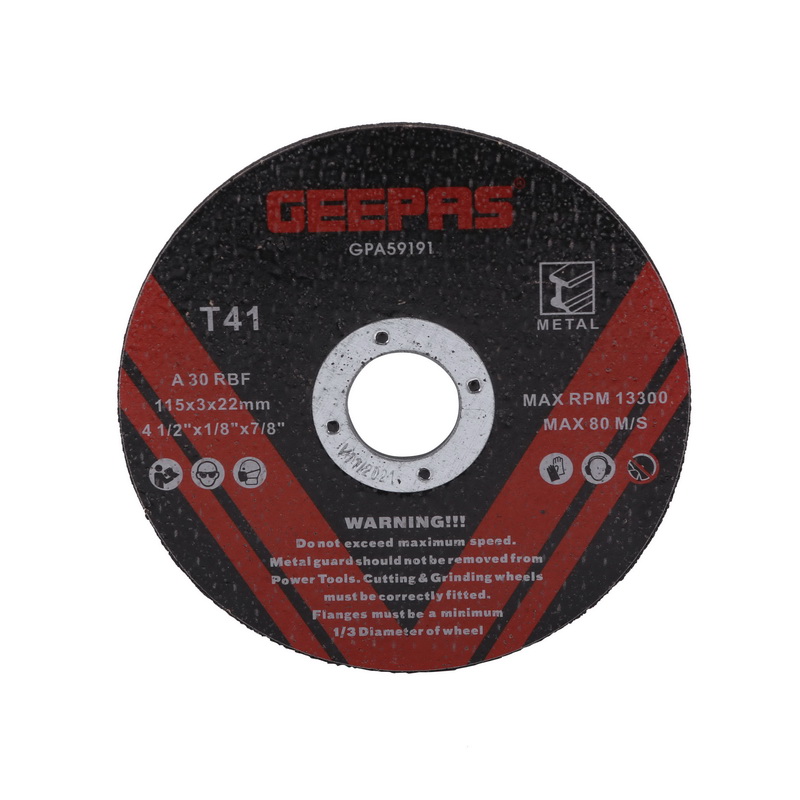 Geepas GPA59191 Metal Cutting Disc 115mm - Aggressive Cutting Wheel, Thin Saw Blade for cutting, grooving and trimming all kinds of metal | 3mm Thick Disk | Ideal for Carpenter, Flooring Workers & Mor