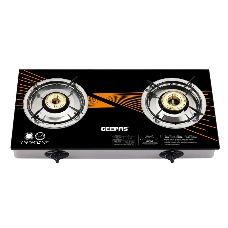 2-Burner Gas Hob - Size 70 mm & 90 mm - Attractive Design, 8mm Tempered Glass Worktop - Automatic Ignition, 2 Heating Zones 4.5Kw| Stainless Steel Frame | 2 Years Warranty