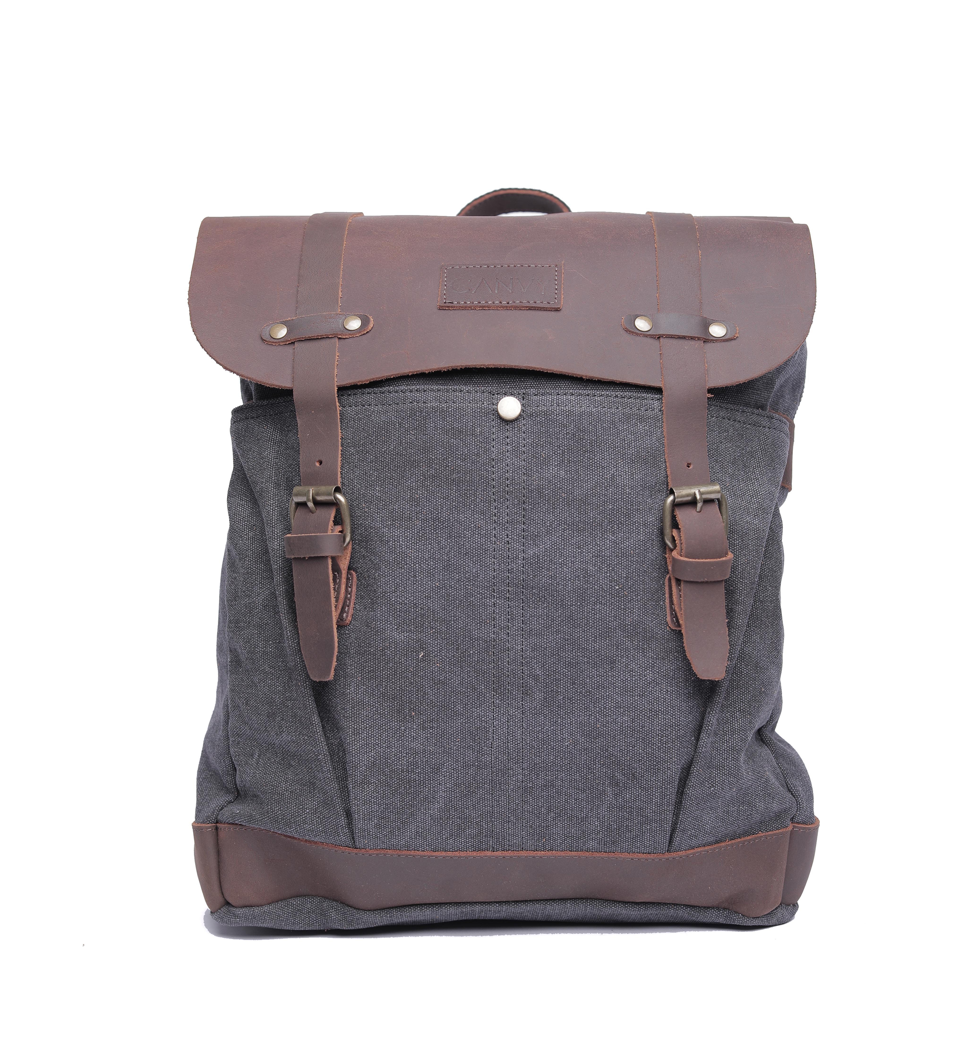 Canvy Leather Canvas Backpack - Vintage Rucksack 16oZ" Laptop Bag - Unisex Laptop Bag - Campus Book-Bag Multipurpose Business Vintage Travel Backpack - School Bag, Casual Rucksack