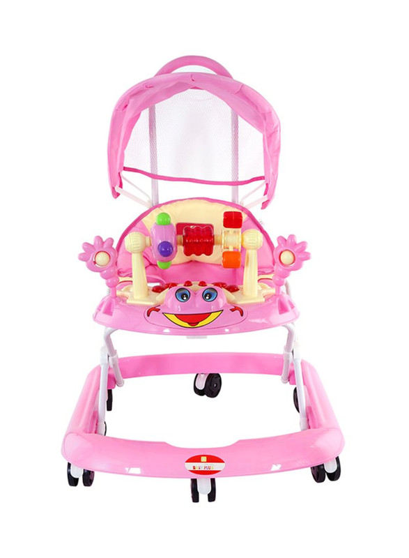 Baby Plus Bp6002 W Pink Baby Walker With Canopy, 4-16 M