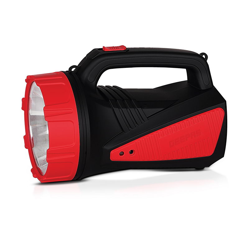 Geepas Rechargeable LED Emergency Searchlight - Handheld Portable Spotlight - Camping Torch - 16 Hours Working (Low Light) with Portable Handle - Outdoor LED Flashlight for Emergency Power Cuts [Energ