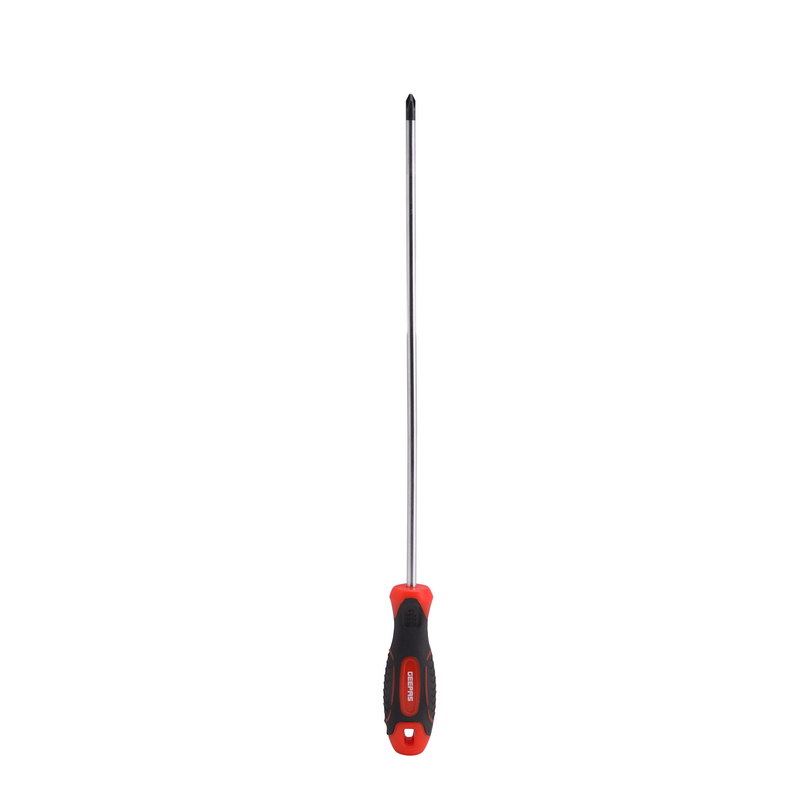 Precision Screwdriver - Phillips Screwdriver with Soft Grip Rubber Insulated Ergonomic Handle - CR-V Build, Magnetic Tip and Hanging Hole for Easy Carry - Bicolored Red/Black - (PH2x300mm)