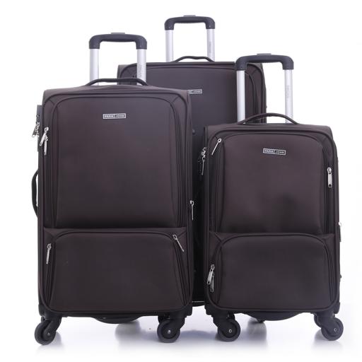 Parajohn PJTR3089 Polyester Soft Trolley Luggage Set, Coffee