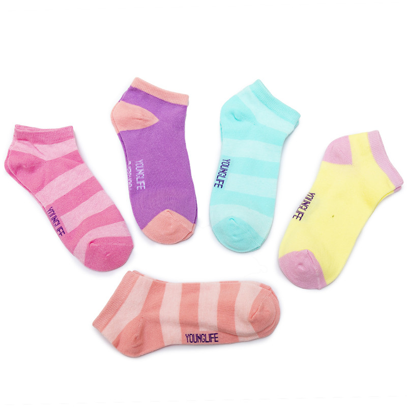 Younglife 5Pair Non-skid Ankle Socks Assorted colour Free Size For Ladies