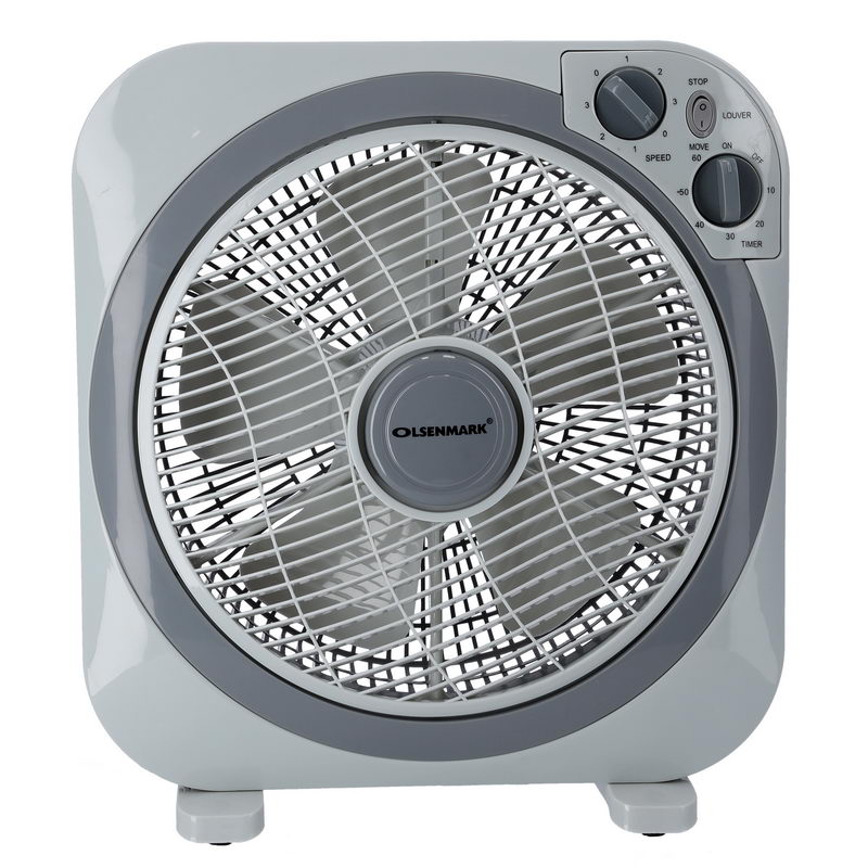 12'' Box Fan - Powerful Personal Desk Box Fan With Copper Motor | Table Fan for Office, Home (3 Speed) Fan Guard With 60 Minutes Timer