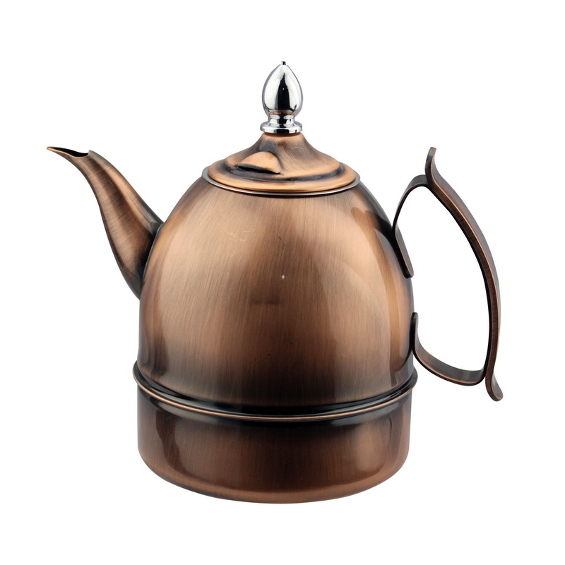 1.2 L S S Coper Plated Arabic Teapot - Copper Plated Stainless Steel Tea Kettle Teapot Stovetop - No-Rust Quick Heat Distribution, for Home Kitchen, Metallic Copper Color