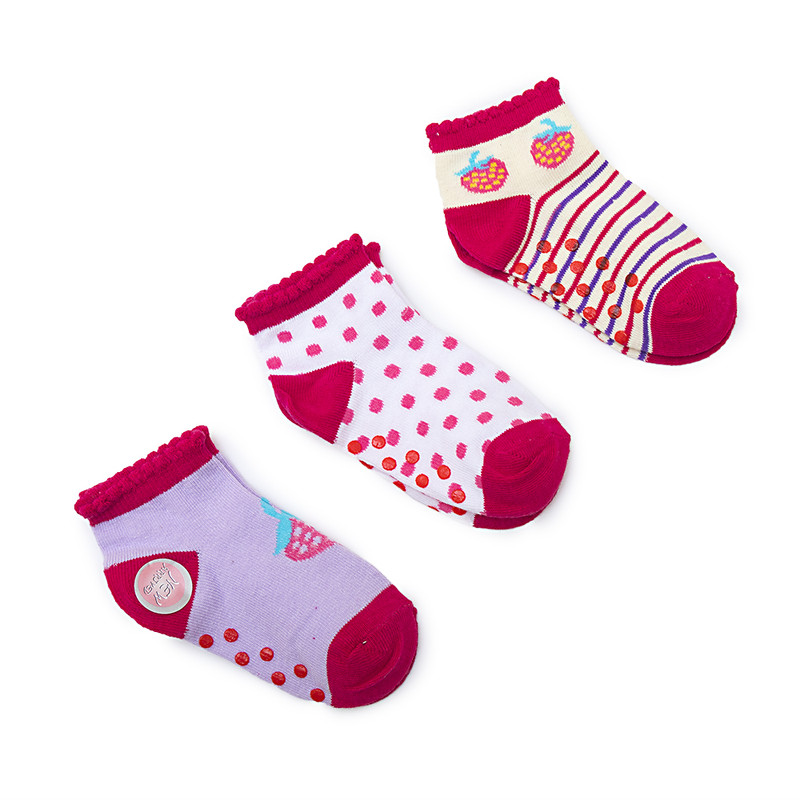 Younglife 3Pair Non-skid Ankle Socks Assorted colour 18-24 month 