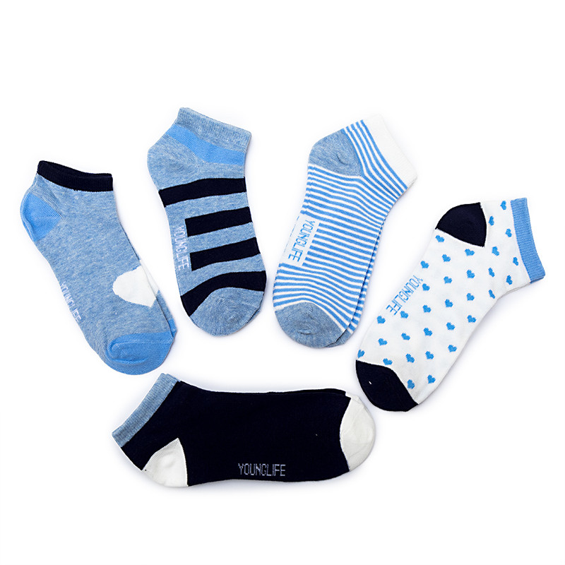 Younglife 5Pair Non-skid Ankle Socks Assorted colour Free Size For Ladies