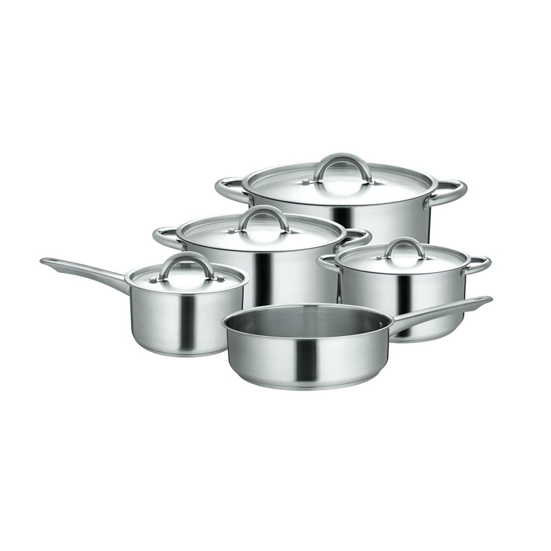 Royalford Stainless Steel Cookware Set - Saucepan, Frypan, Casseroles with Lids, Comfortable Handles Thick Base with Induction Safe | Durable, High-Quality Construction