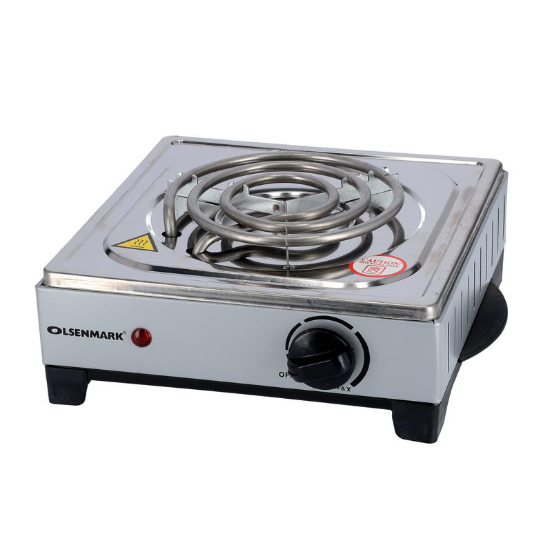 Single Burner Electric Hot Plate - Operating indicator light: On/Off - Heat operation - Over heat protection - Auto-thermostat control - Non-stick coating - Power(watt): 1000 - Single plate Size(mm): 