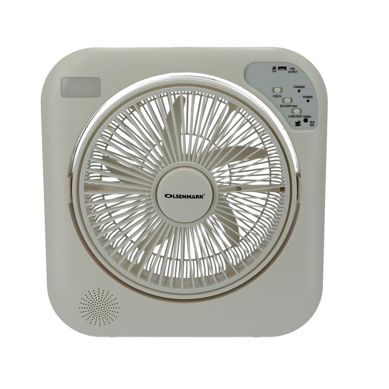Rechargeable Fan with Emergency Lantern, 12 Inch- 5 Leaf PP Blades - LED Night Light - Mobile Charging Port - Solar Connection - Portable, Lightweight - Powerful 30W Motor - Home/Office Use