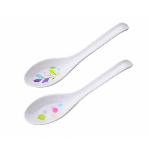 Melamine Ware Table Spoon - Plain Pattern Cutlery, Long Grip Handle, Polished, used for having Sweet, Snacks, Rice, Desserts and more | Perfect for Home, Hotel & More (White)