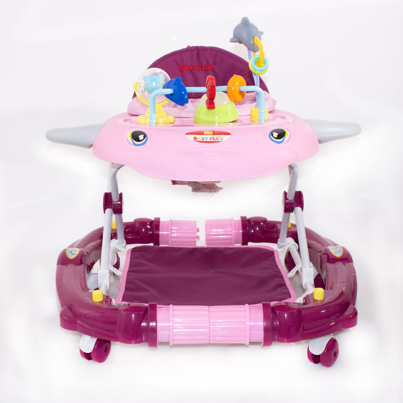 Baby Plus Bp7747 Pink Baby Walker Cum Rocker Fish