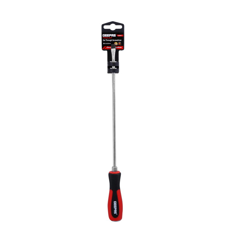 Precision Screwdriver - Slotted Screwdriver with Soft Grip Rubber Insulated Ergonomic Handle - CR-V Build, Magnetic Tip and Hanging Hole for Easy Carry - Bicolored Red/Black - (6.5x250mm)