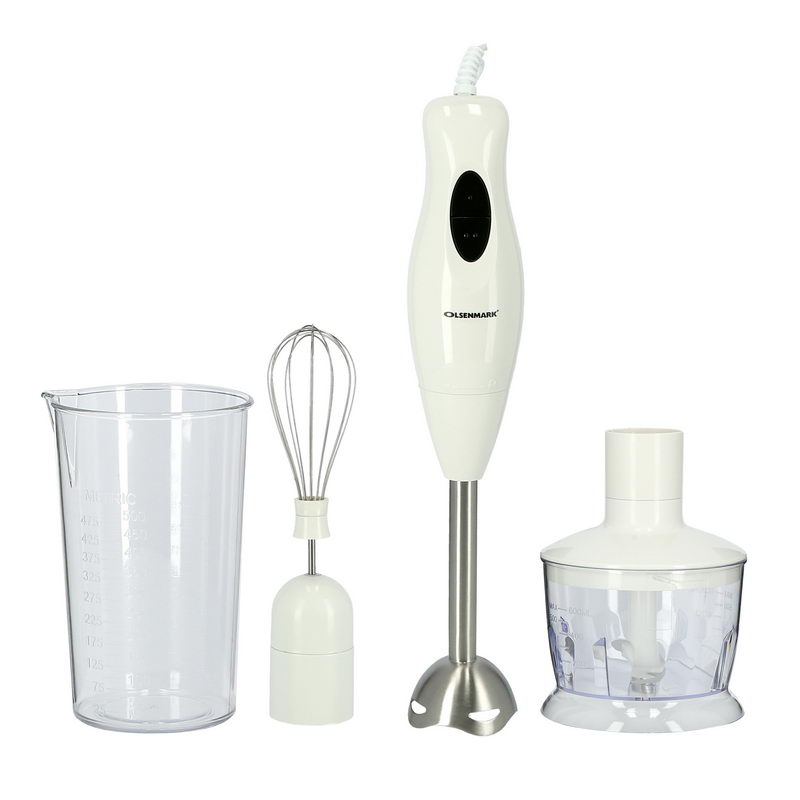 Hand Blender, 250W - 500ml cup, whisk, 500ml chopper -Stainless Steel Blade - Detachable Stick - Two Speed Operation - Anti-Splash Bade Guard - Powerful Copper Motor