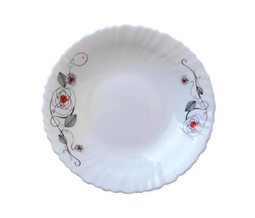 9.5inch Opal Ware Soup Plate Liza Soup Plates Pasta Plates | plate with playful Classic decoration | Ideal for Soup, Desserts, Ice Cream & More (White)