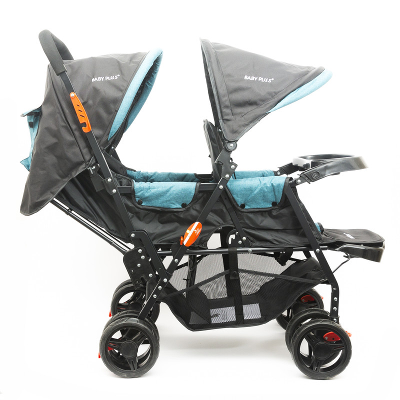 Baby Plus Bp7743 Blue Twin Stroller With Reclining Seat, 0+ Years