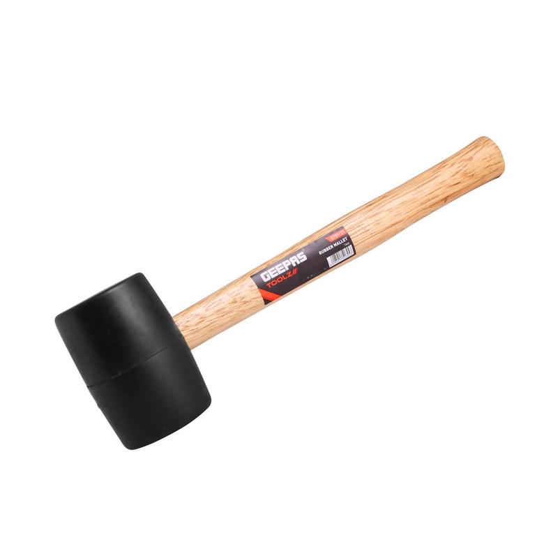 Rubber Mallet with Wooden Handle 16Oz - Hardwood Shaft Rubber Mallet Double-Face Hammer with Soft/Hard Tips | Ideal for woodworking, cabinet and furniture making, auto body and metal fabrication