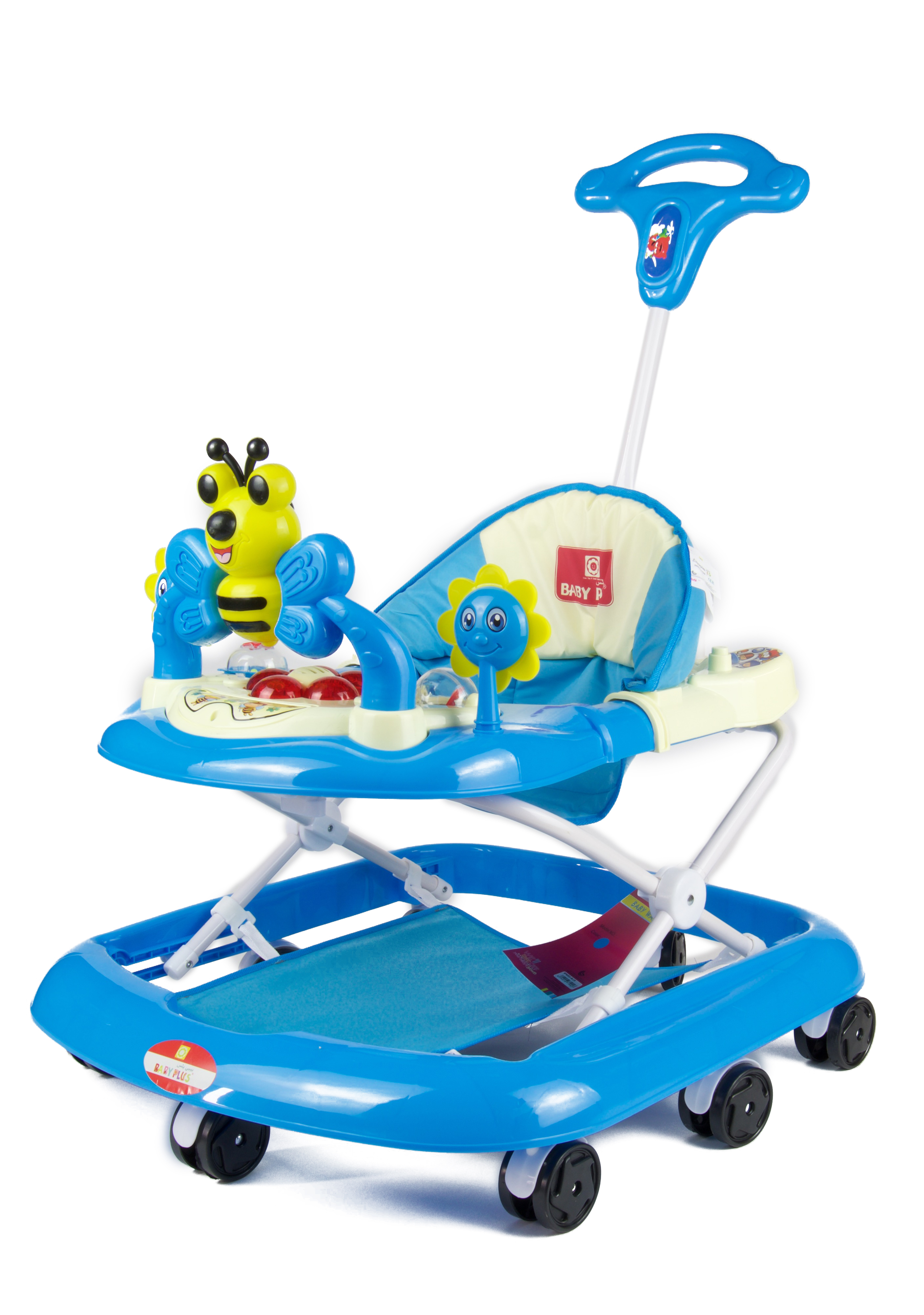 Baby Plus Antirollover Baby Walker With Push Handle Bar 