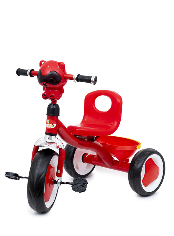 Baby plus INFANS Kids Tricycle Rider with Adjustable Seat, Storage Basket, Premium Quiet Wheels, Non-Slip Handle 